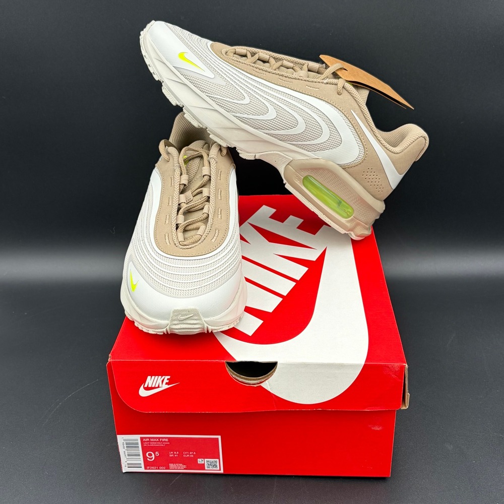 Nike Air Max Fire IF2621 002 Tan Lime Green Athletic Shoes Mens Size 9.5